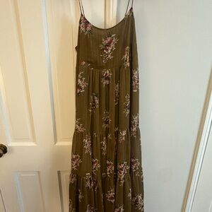 Madewell Olive Floral Maxi Dress